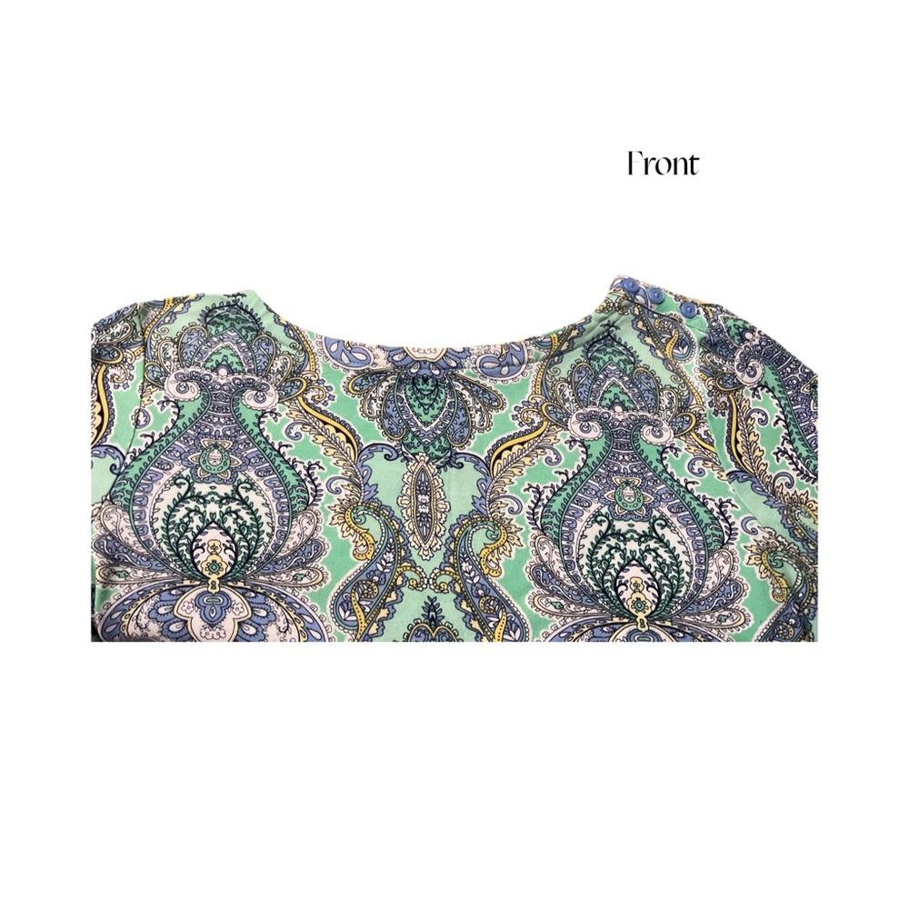 Charter Club 3/4 sleeve 100% Pima Cotton Blue lavender Paisley Top - Picture 3 of 7